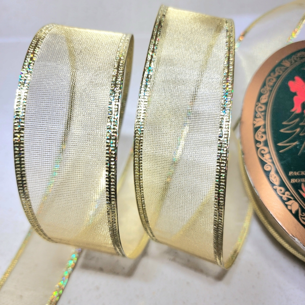 Vintage Wired Mesh Gold  Holiday Ribbon